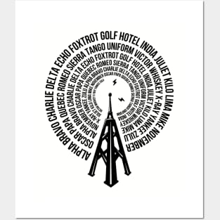 Spiral Phonetic Alphabet Code on Radio Tower Posters and Art